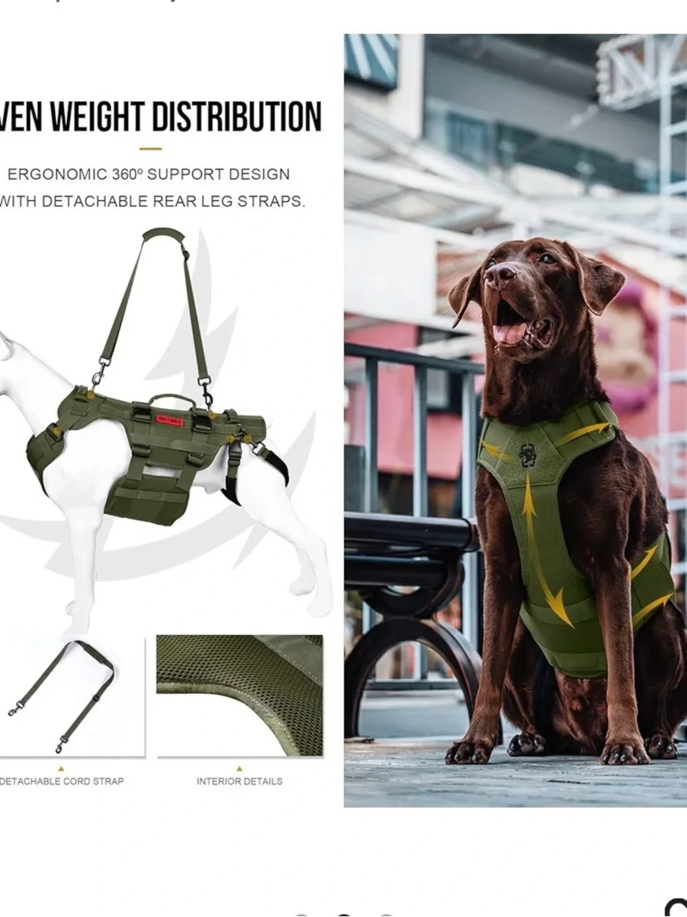 OneTigris Dog Lift Harness Large Dogs, Dog Hip Support Brace Body Lifter